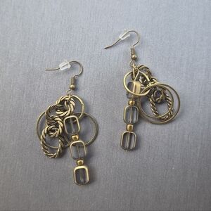 Handmade Bronze Layered Chain Earrings